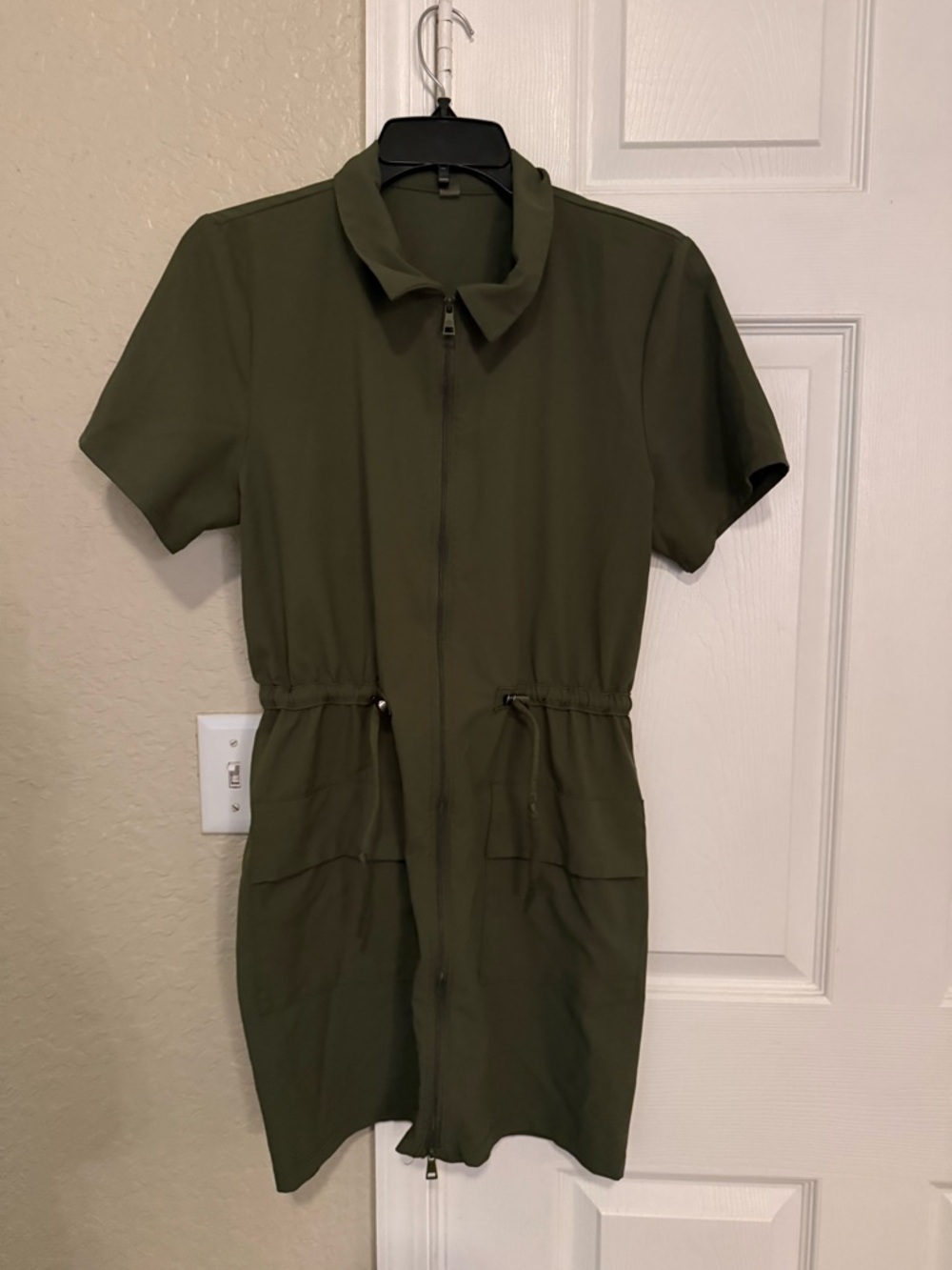 Beyond Yoga Olive Green Zip-Front Mini Dress